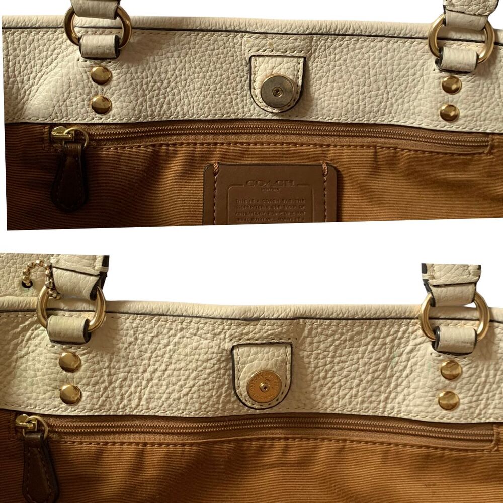 Coach 1921 Pebbled Leather City Tote Chalk Ivory Shoulder Bag Large Purse - Picture 6 of 13
